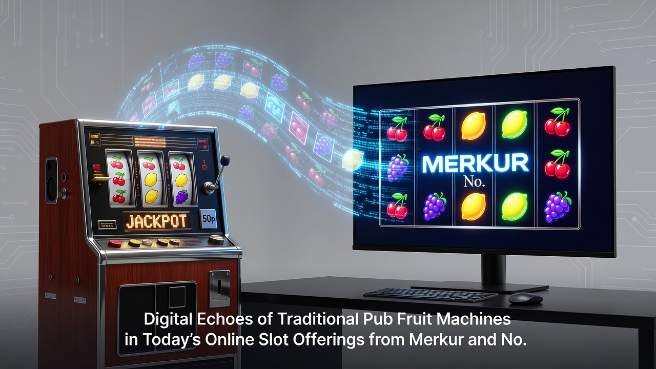 Online-Slot-Oberfläche mit Fruchtsymbolen von Merkur und Novomatic