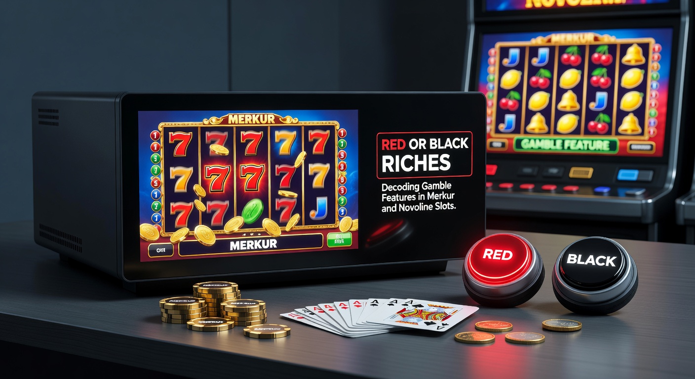 Detaillierte Darstellung einer Novoline-Gamble-Leiter mit aufsteigenden Multiplikatoren und Rot-Schwarz-Karten in Aktion