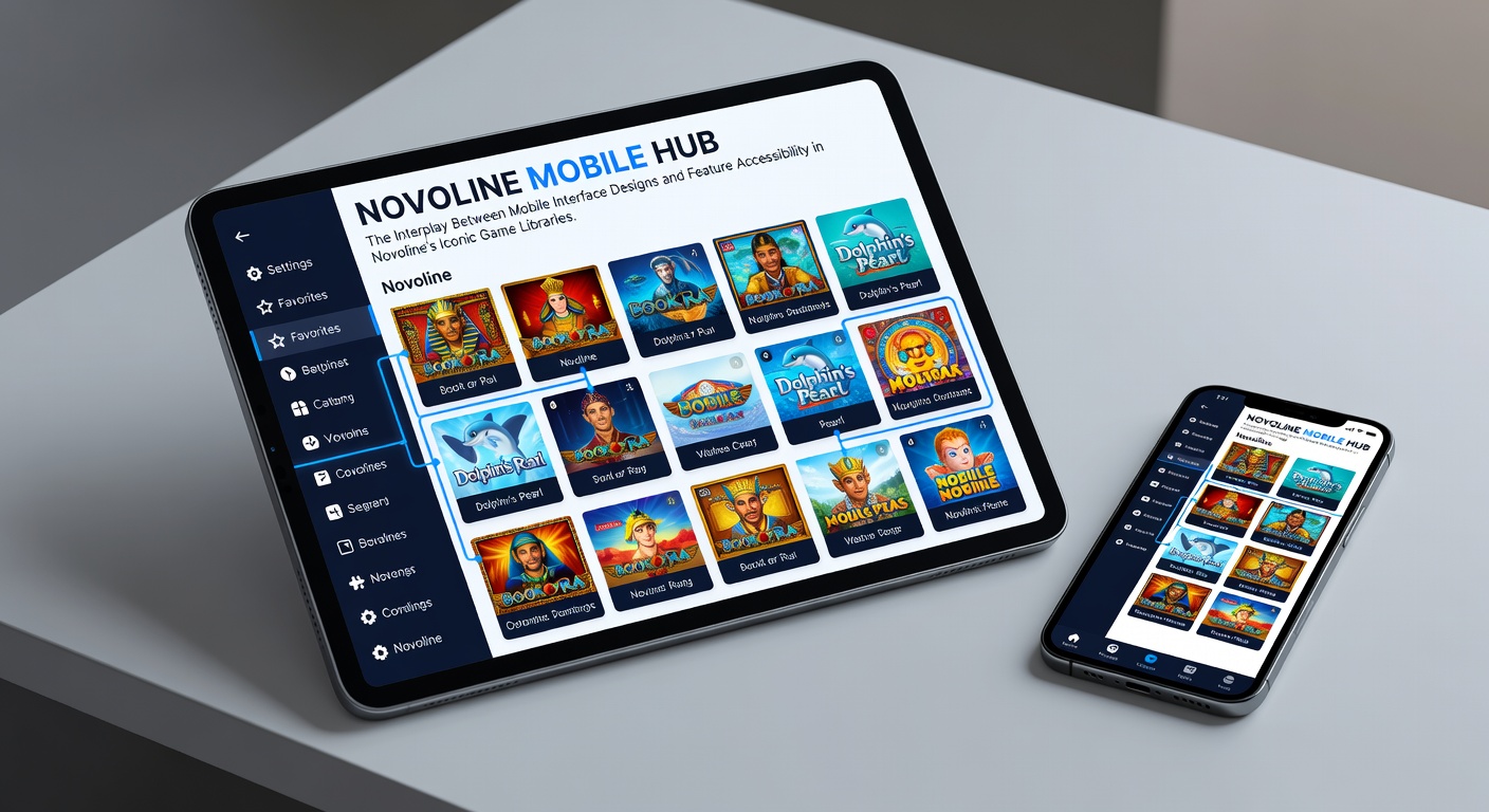 Mobile Benutzeroberfläche eines Novoline-Spiels mit Fokus auf Touch-Navigation und Feature-Zugriff