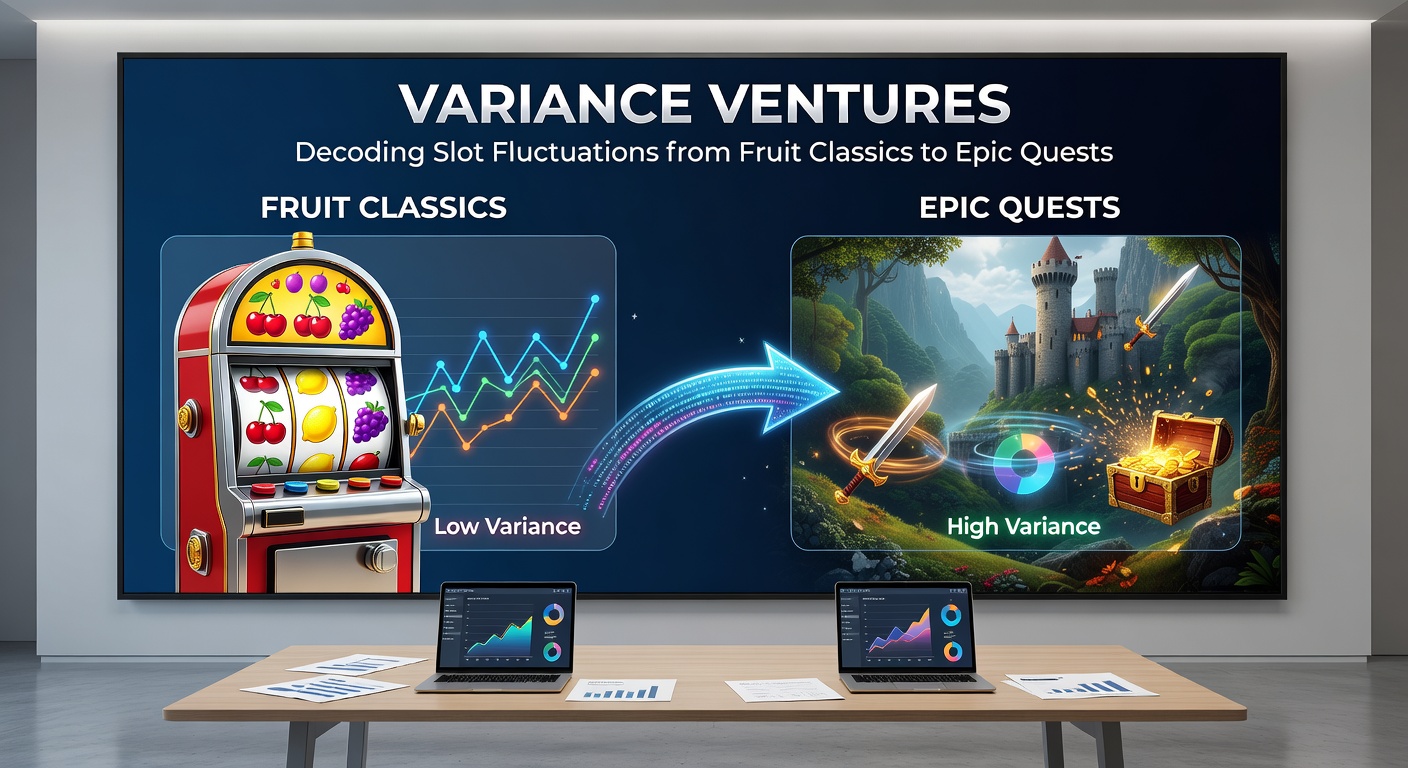 Vergleichsdiagramm hoher Varianz in Abenteuer-Slots, das seltene Jackpots und lange Trockenphasen gegenüber niedriger Volatilität darstellt